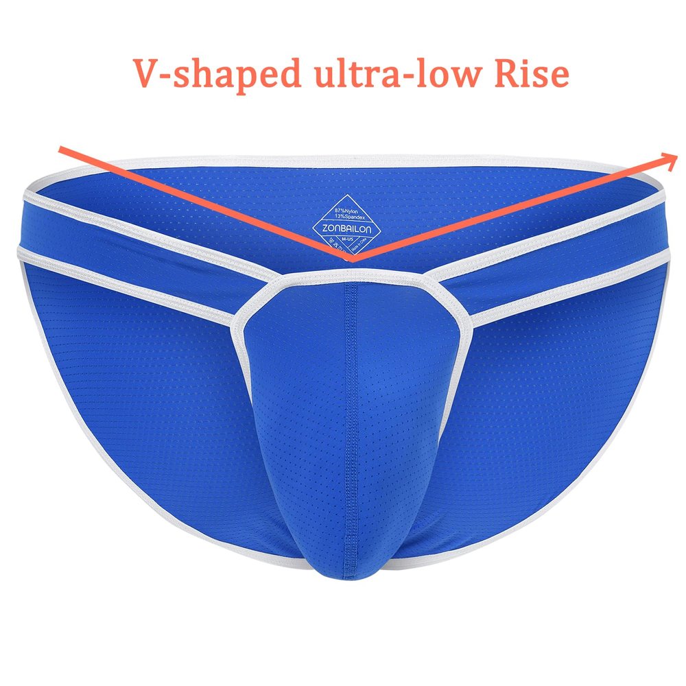 SUMABA Mens Sexy Bulge Enhancing Low Rise Pouch Underwear Hot Blue Breathable Mesh Panties Male High Cut xxl