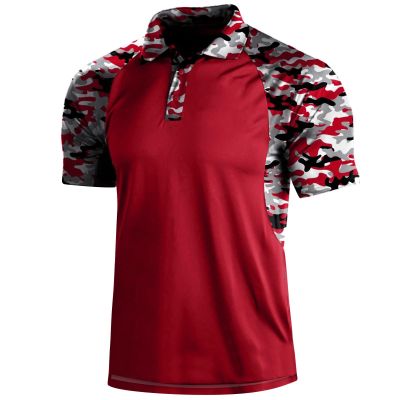 GOKKILRW Mens Polo T Shirts Casual Camo Raglan Printed Buttons Short Sleeve Trendy Athletic Tops Outdoor Jogging Golf Wicking Performance Tee Shirts Summer Shrits for Men