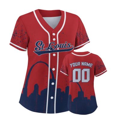 Custom Baseball Jersey for Women Fashion City Skyline Design Hip Hop Button Down Shirt Stitched/Printed Personalized Name & Number Fans Gift for Baseball Mom Women Girls S-4XL