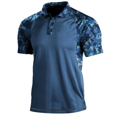 GOKKILRW Summer T Shirts for Men Short Sleeve Button Up Camo Polo Shirts Casual Raglan Printed Soft Lightweight Moisture Wicking Quick Dry Military Tops for Fishing Hunting