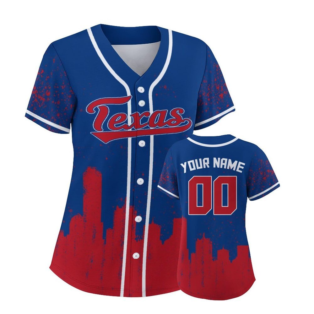 Custom Baseball Jersey for Women Fashion City Skyline Design Hip Hop Button Down Shirt Stitched/Printed Personalized Name & Number Fans Gift for Baseball Mom Women Girls S-4XL