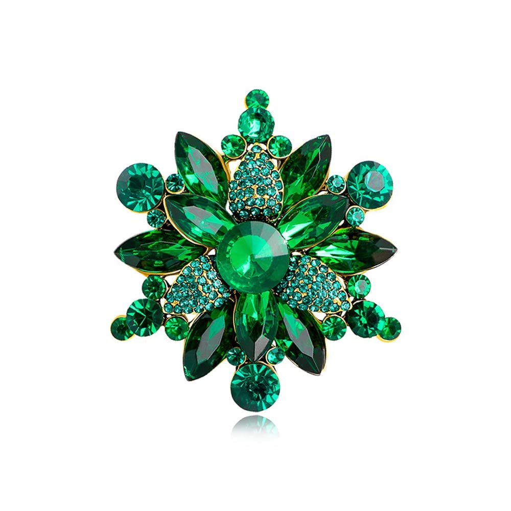 WCB1FPu Women's Brooches Retro Fashion Temperament Crystal Glass Brooches Alloy Rhinestone Corsages Clothing Accessories Pins (B)