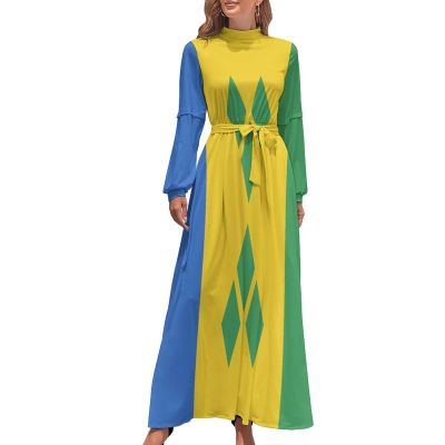 Skirts for Womens Summer Fall Dress Top Saint Vincent and The Grenadines Flag Casual Long Dress for Casual Womens Dress XL