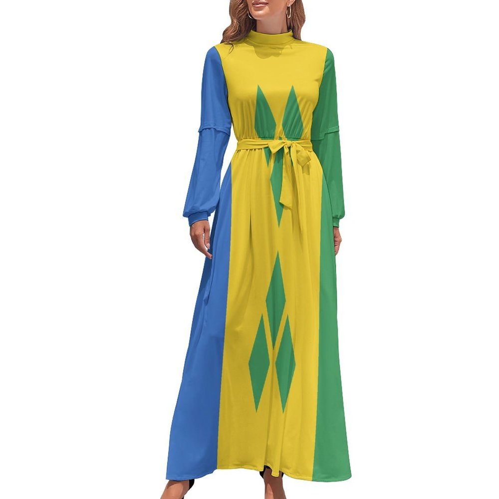 Skirts for Womens Summer Fall Dress Top Saint Vincent and The Grenadines Flag Casual Long Dress for Casual Womens Dress XL