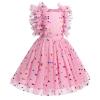 ABEWIP Girls Polka Dots Butterfly Tulle Ruffle Dress Toddler Girl Kids Flutter Sleeve Birthday Party Dresses Pink Polka Dots 130/7-8Y view 2