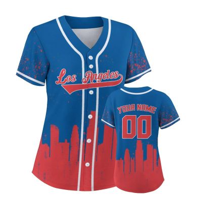 Custom Baseball Jersey for Women Fashion City Skyline Design Hip Hop Button Down Shirt Stitched/Printed Personalized Name & Number Fans Gift for Baseball Mom Women Girls S-4XL