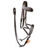 AHS us Natural Toned Leather Sidepull Bitless Bridle with White Cow Soft Leather Padding | Full Leather reins | (Brown, Cob) view 1