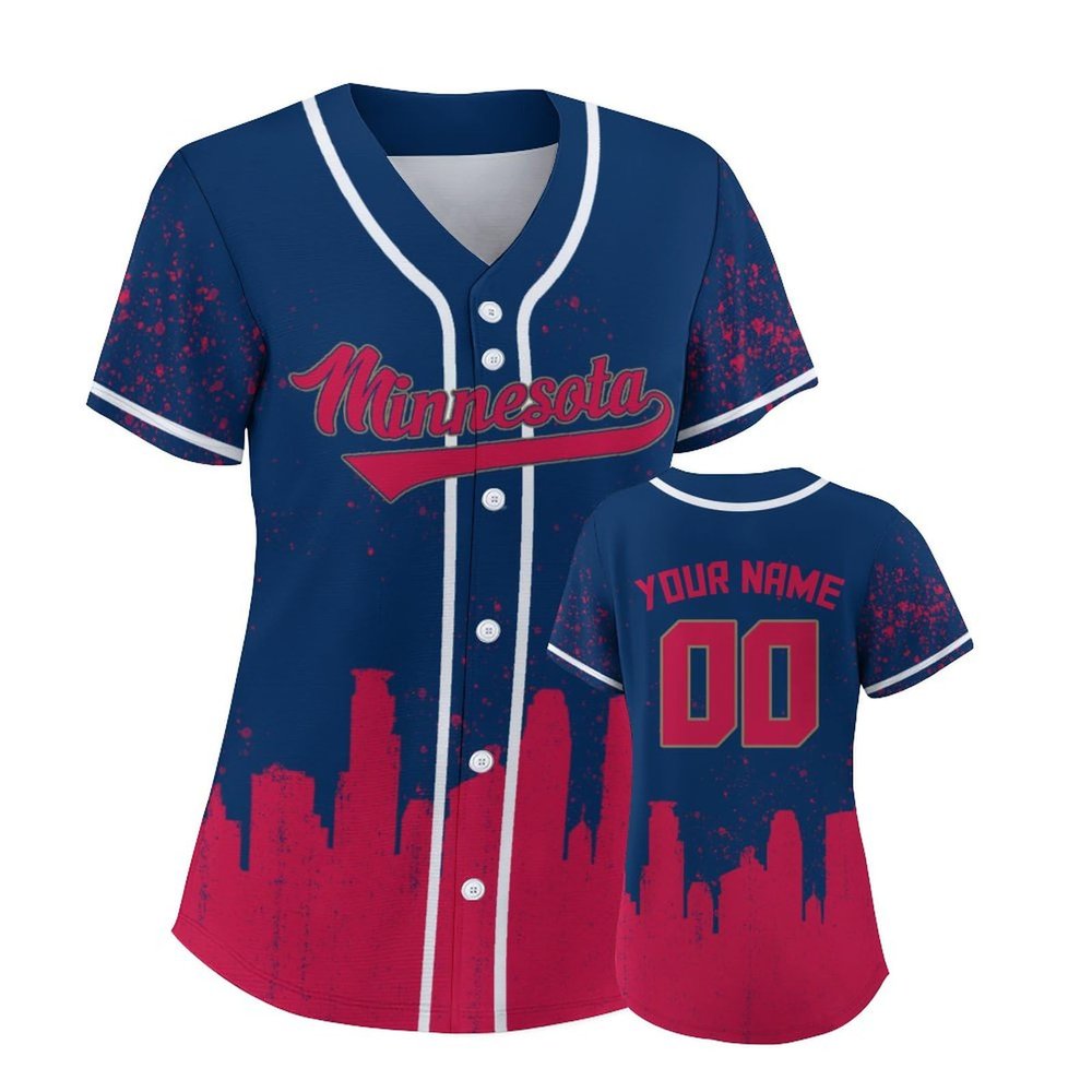Custom Baseball Jersey for Women Fashion City Skyline Design Hip Hop Button Down Shirt Stitched/Printed Personalized Name & Number Fans Gift for Baseball Mom Women Girls S-4XL