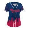 Custom Baseball Jersey for Women Fashion City Skyline Design Hip Hop Button Down Shirt Stitched/Printed Personalized Name & Number Fans Gift for Baseball Mom Women Girls S-4XL view 2