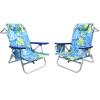 OFIKA Backpack Beach Chairs for Adults, Folding Beach Chairs with 5 Adjustable Positions,Camping Chairs with Headrest,Towel Rack,Large Pockets and Cup Holder,Supports up to 300lbs (Blue Leaf, 2pack) view 1
