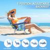 OFIKA Backpack Beach Chairs for Adults, Folding Beach Chairs with 5 Adjustable Positions,Camping Chairs with Headrest,Towel Rack,Large Pockets and Cup Holder,Supports up to 300lbs (Blue Leaf, 2pack) view 4