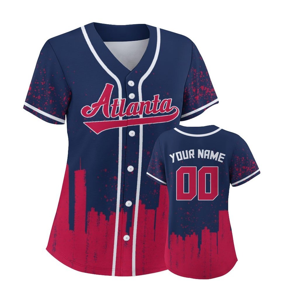 Custom Baseball Jersey for Women Fashion City Skyline Design Hip Hop Button Down Shirt Stitched/Printed Personalized Name & Number Fans Gift for Baseball Mom Women Girls S-4XL