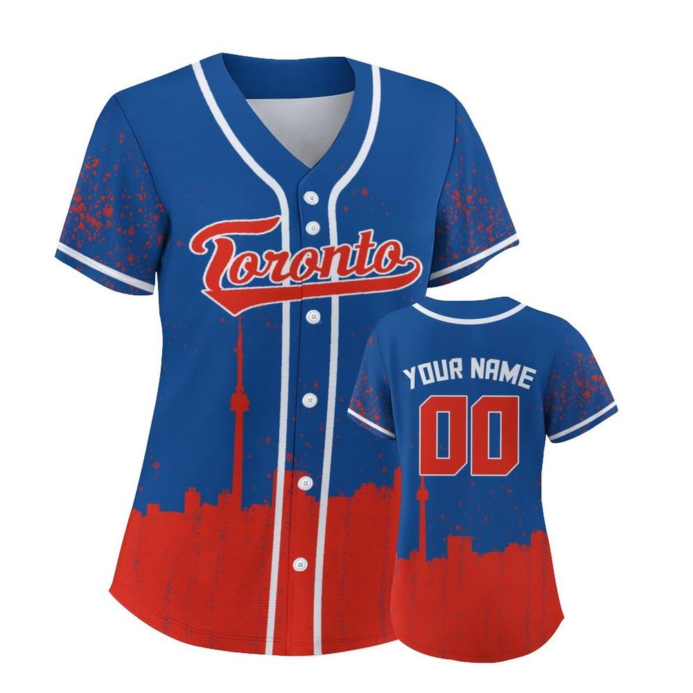 Custom Baseball Jersey for Women Fashion City Skyline Design Hip Hop Button Down Shirt Stitched/Printed Personalized Name & Number Fans Gift for Baseball Mom Women Girls S-4XL