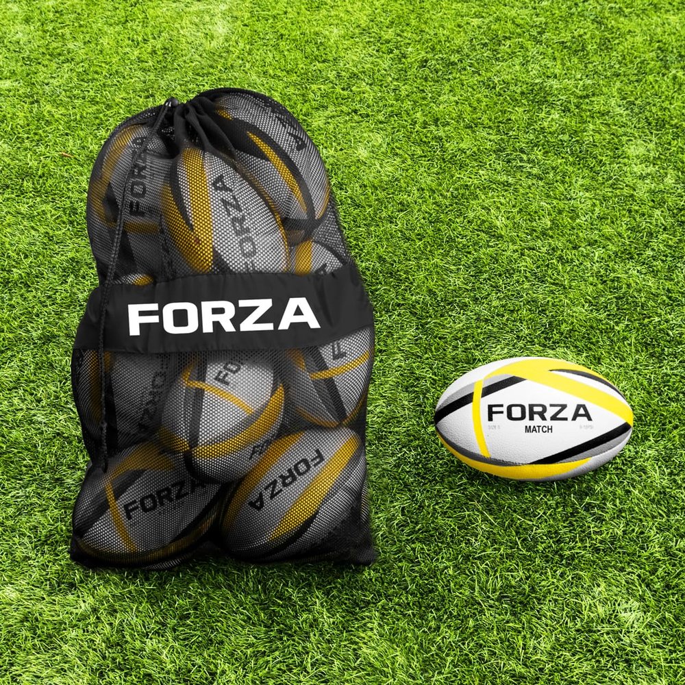 FORZA Rugby Balls [12 Pack] - Premium Training & Official Match Balls | Mesh Carry Bag Included (Match, 3)