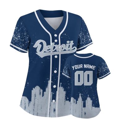 Custom Baseball Jersey for Women Fashion City Skyline Design Hip Hop Button Down Shirt Stitched/Printed Personalized Name & Number Fans Gift for Baseball Mom Women Girls S-4XL
