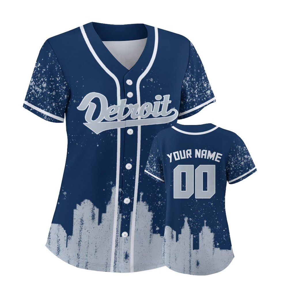 Custom Baseball Jersey for Women Fashion City Skyline Design Hip Hop Button Down Shirt Stitched/Printed Personalized Name & Number Fans Gift for Baseball Mom Women Girls S-4XL