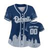 Custom Baseball Jersey for Women Fashion City Skyline Design Hip Hop Button Down Shirt Stitched/Printed Personalized Name & Number Fans Gift for Baseball Mom Women Girls S-4XL view 1