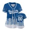 Custom Baseball Jersey for Women Fashion City Skyline Design Hip Hop Button Down Shirt Stitched/Printed Personalized Name & Number Fans Gift for Baseball Mom Women Girls S-4XL view 1