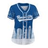 Custom Baseball Jersey for Women Fashion City Skyline Design Hip Hop Button Down Shirt Stitched/Printed Personalized Name & Number Fans Gift for Baseball Mom Women Girls S-4XL view 2