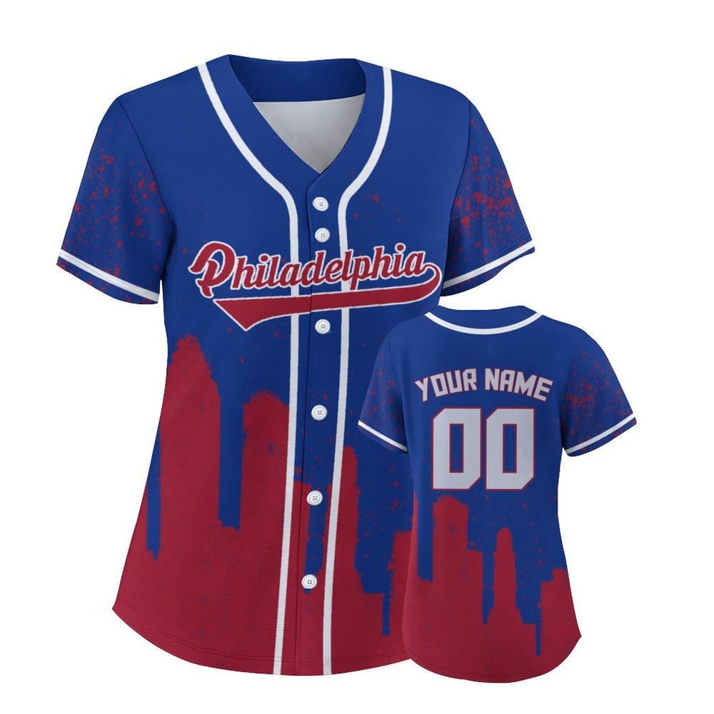 Custom Baseball Jersey for Women Fashion City Skyline Design Hip Hop Button Down Shirt Stitched/Printed Personalized Name & Number Fans Gift for Baseball Mom Women Girls S-4XL