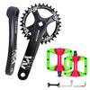 BUCKLOS MTB Mountain Bike Single Speed Square Taper Crankset -170mm Cranksets Bicycle Crank Set with 104BCD 32/34/36/38/40/42T Round/Oval Chainring,MTB Flat Nylon Bicycle Pedal with Large Platform view 1