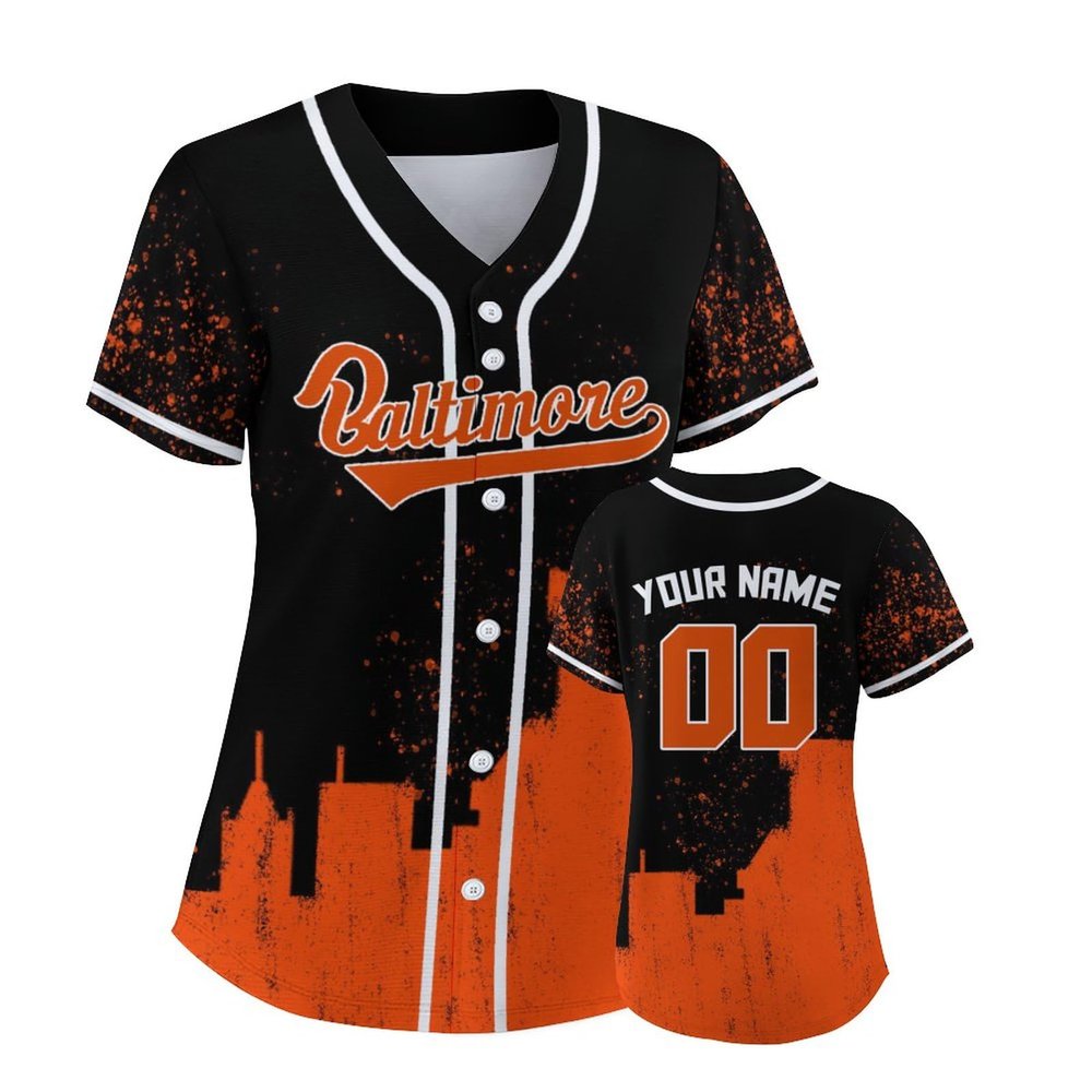 Custom Baseball Jersey for Women Fashion City Skyline Design Hip Hop Button Down Shirt Stitched/Printed Personalized Name & Number Fans Gift for Baseball Mom Women Girls S-4XL