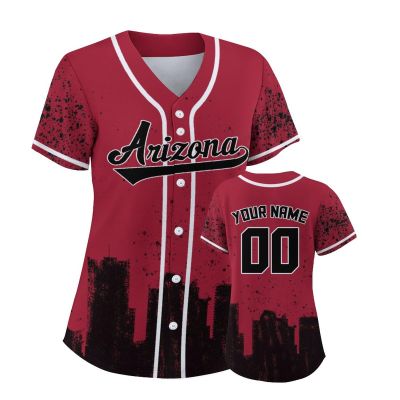 Custom Baseball Jersey for Women Fashion City Skyline Design Hip Hop Button Down Shirt Stitched/Printed Personalized Name & Number Fans Gift for Baseball Mom Women Girls S-4XL