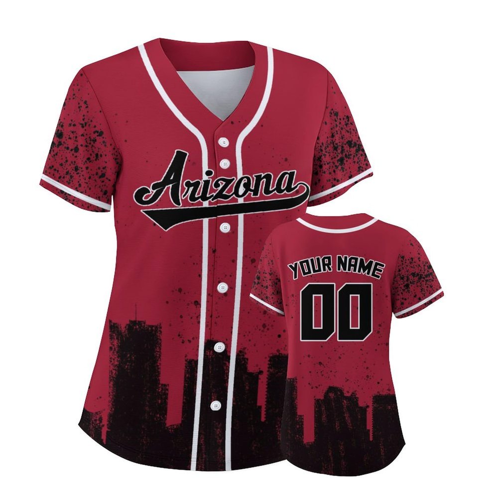 Custom Baseball Jersey for Women Fashion City Skyline Design Hip Hop Button Down Shirt Stitched/Printed Personalized Name & Number Fans Gift for Baseball Mom Women Girls S-4XL