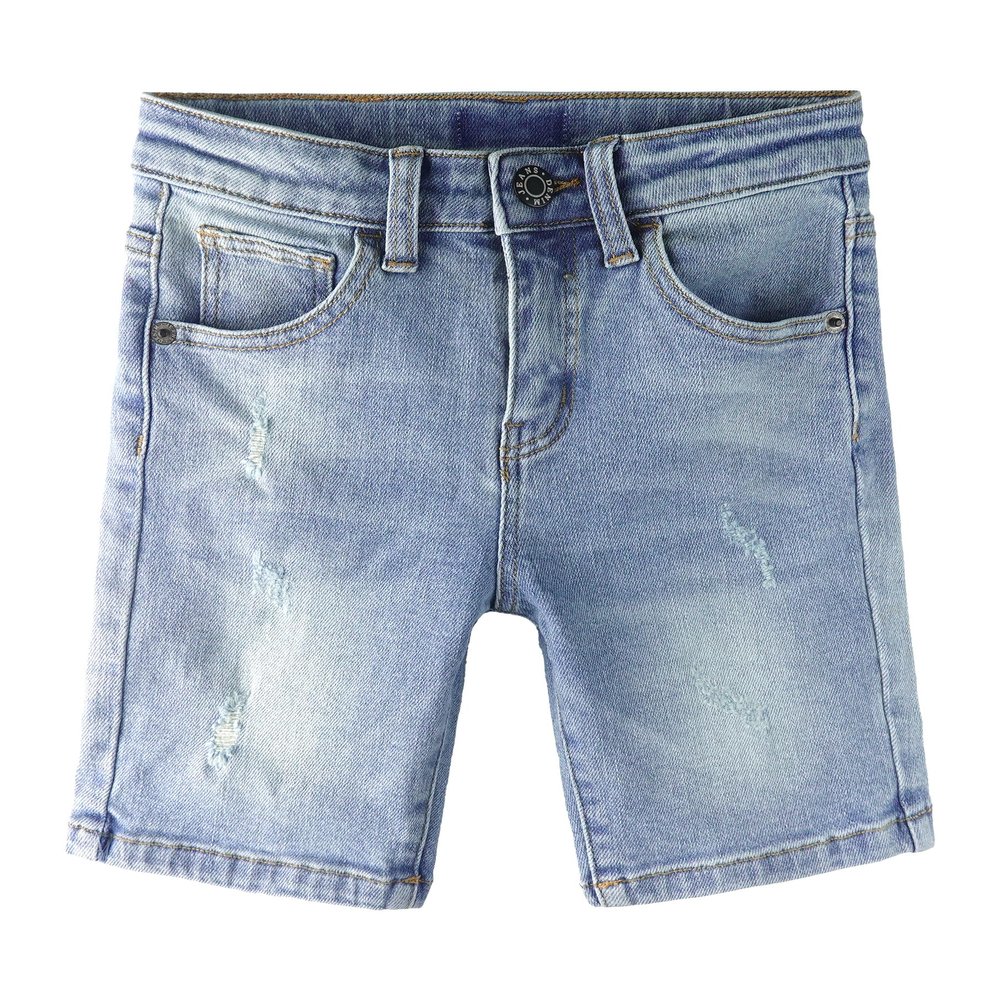 KIDSCOOL SPACE Baby Denim Shorts,Strtchy DenimAbove Kneee Ripped Summer Short Pants, Light Blue, 18-24 Months