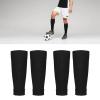 2 Pairs Shin Guard Sleeves Shin Pad Socks Nylon Size 3847 Sports Accessory for Soccer Football (Black) view 3