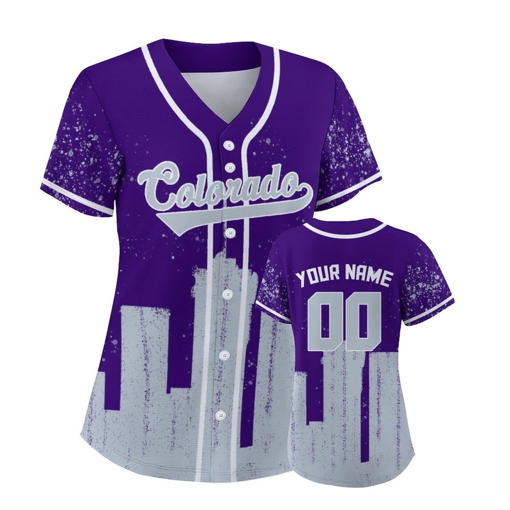 Custom Baseball Jersey for Women Fashion City Skyline Design Hip Hop Button Down Shirt Stitched/Printed Personalized Name & Number Fans Gift for Baseball Mom Women Girls S-4XL