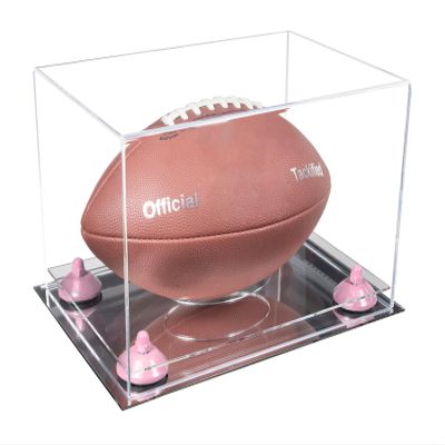 Football Display Case, Durable Clear Display Case with Mirror Base , Wall Mounted Case for Full Size Footballs, Sports Memorabilia, Collectibles, Keepsakes, Autographed Balls Items (A004/V41)
