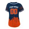 Custom Baseball Jersey Football City Skyline Design Hip Hop Button Down Shirt Stitched/Printed Personalized Name & Number Fans Gift for Football Mom Women Girls S-4XL view 4