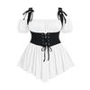 ROSE GAL Women Plus Size Gothic Off The Shoulder Top Set Lacee-up Medieval Renaissance Underbust Corset Top Renaissance Costume Tunic Top(White_5/1X) view 1