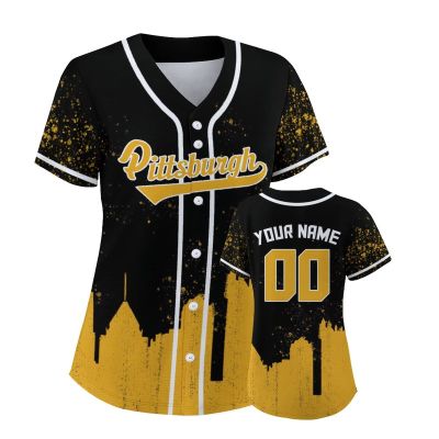 City Custom Football Mom Women Black Yellow Baseball Jersey Graffiti Shirts Printed/Stitched Personalized Gifts for Mom Women Birthday Design Name Number