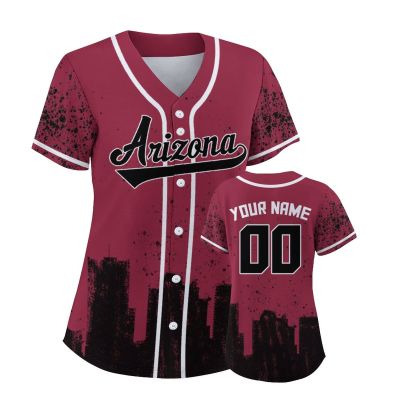 Custom Baseball Jersey Football City Skyline Design Hip Hop Button Down Shirt Stitched/Printed Personalized Name & Number Fans Gift for Football Mom Women Girls S-4XL