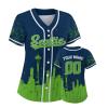 Custom Baseball Jersey Football City Skyline Design Hip Hop Button Down Shirt Stitched/Printed Personalized Name & Number Fans Gift for Football Mom Women Girls S-4XL view 1