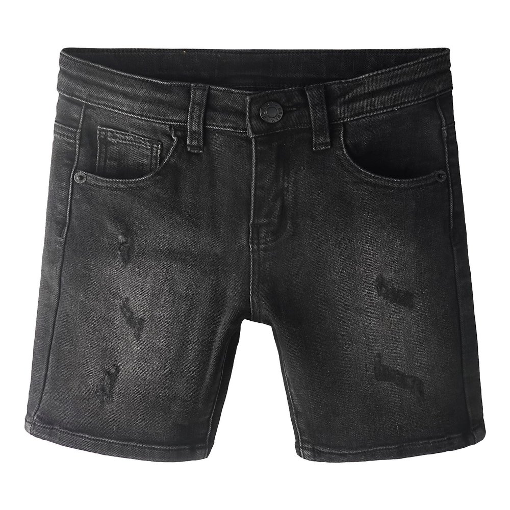 KIDSCOOL SPACE Little Child Denim Shorts,Strtchy DenimAbove Kneee Ripped Summer Short Pants, Black, 3-4 Years