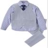 SaiLiiny Boys 4-Piece Suit Vest Set with Dress Shirt and Pants, Adjustable Waist, Boy Suit Size 2 Light Gray view 1
