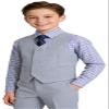 SaiLiiny Boys 4-Piece Suit Vest Set with Dress Shirt and Pants, Adjustable Waist, Boy Suit Size 2 Light Gray view 2