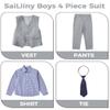 SaiLiiny Boys 4-Piece Suit Vest Set with Dress Shirt and Pants, Adjustable Waist, Boy Suit Size 2 Light Gray view 3