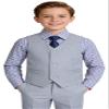 SaiLiiny Boys 4-Piece Suit Vest Set with Dress Shirt and Pants, Adjustable Waist, Boy Suit Size 2 Light Gray view 4