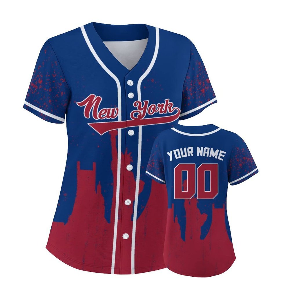 Custom Baseball Jersey Football City Skyline Design Hip Hop Button Down Shirt Stitched/Printed Personalized Name & Number Fans Gift for Football Mom Women Girls S-4XL