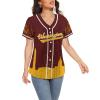 Custom Baseball Jersey Football City Skyline Design Hip Hop Button Down Shirt Stitched/Printed Personalized Name & Number Fans Gift for Football Mom Women Girls S-4XL view 4