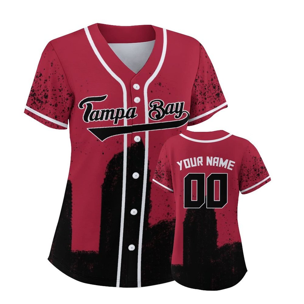 Custom Baseball Jersey Football City Skyline Design Hip Hop Button Down Shirt Stitched/Printed Personalized Name & Number Fans Gift for Football Mom Women Girls S-4XL