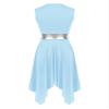 Yhong Women Color Block Liturgical Praise Dance Dress Sleeveless Lyrical Dance Dress Worship Tunic Overlays LightBlue Medium view 2