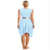 Yhong Women Color Block Liturgical Praise Dance Dress Sleeveless Lyrical Dance Dress Worship Tunic Overlays LightBlue Medium view 4
