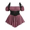 Rosegal Women Plus Size Gothic Off The Shoulder Top Set Lacee-up Medieval Renaissance Underbust Corset Top Renaissance Costume Tunic Top(Red_1/M) view 1