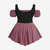 Rosegal Women Plus Size Gothic Off The Shoulder Top Set Lacee-up Medieval Renaissance Underbust Corset Top Renaissance Costume Tunic Top(Red_1/M) view 2