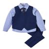 Boy's Formal Suit Set Slim Fit Kids Tuxedo Suits for Wedding Teen Toddler Boy Dress Suit Outfit Size 7 Dark Blue view 1